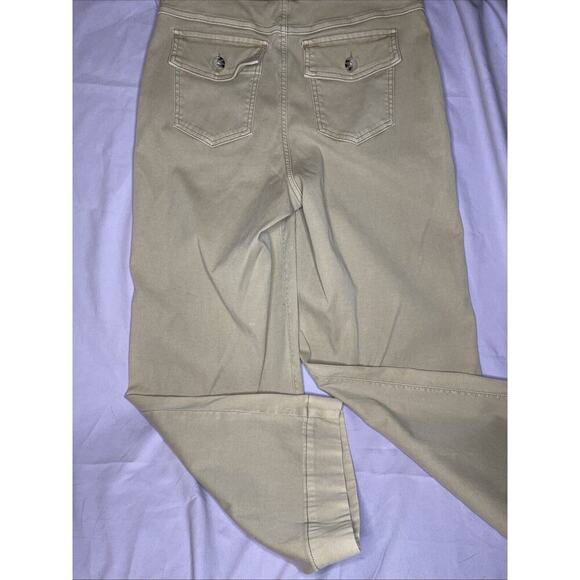 Spanx Women's High Rise Cropped Wide Leg Twill Pull-On Bone/Cream Pants Sz LG - Picture 5 of 5